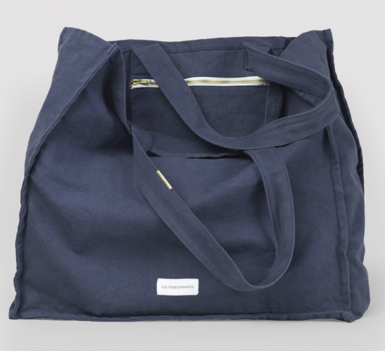Grand Cabas En Toile De Coton Bio, Blue Orage - OVIO Home