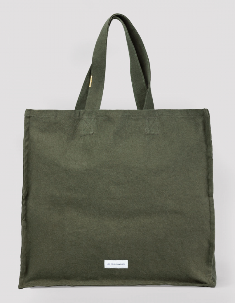 Grand Cabas En Toile De Coton Bio, Vert Câpre