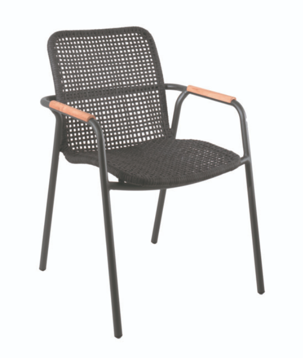 Chaise Diego Noir Accoudoir Bois
