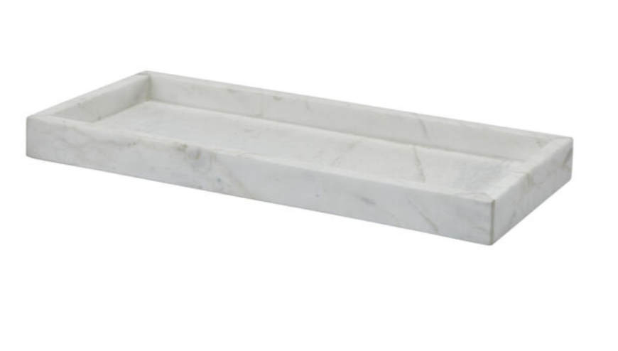 Plateau Rectangulaire Hamman Blanc en Marbre - OVIO Home
