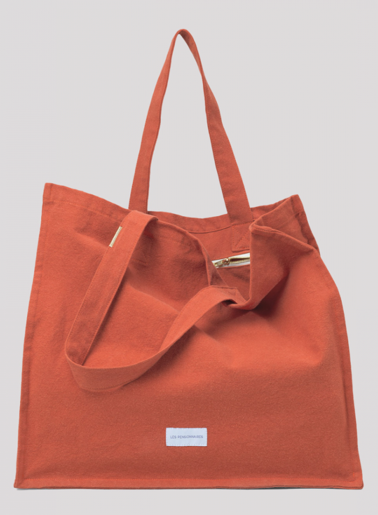 Grand Cabas En Toile De Coton Bio, Orange Flamboyant - OVIO Home