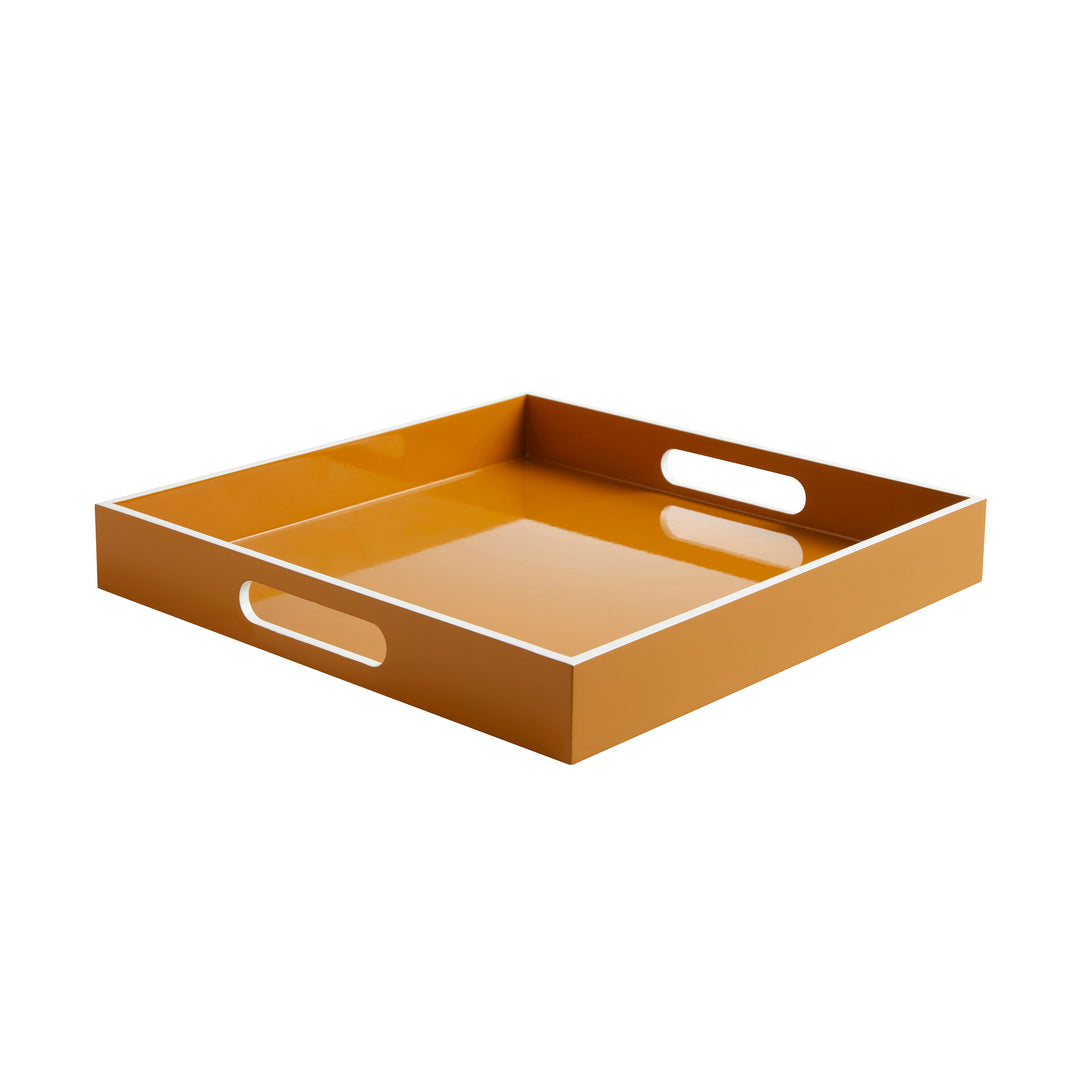 Plateau Carré Bois laqué Ambre/blanc - OVIO Home