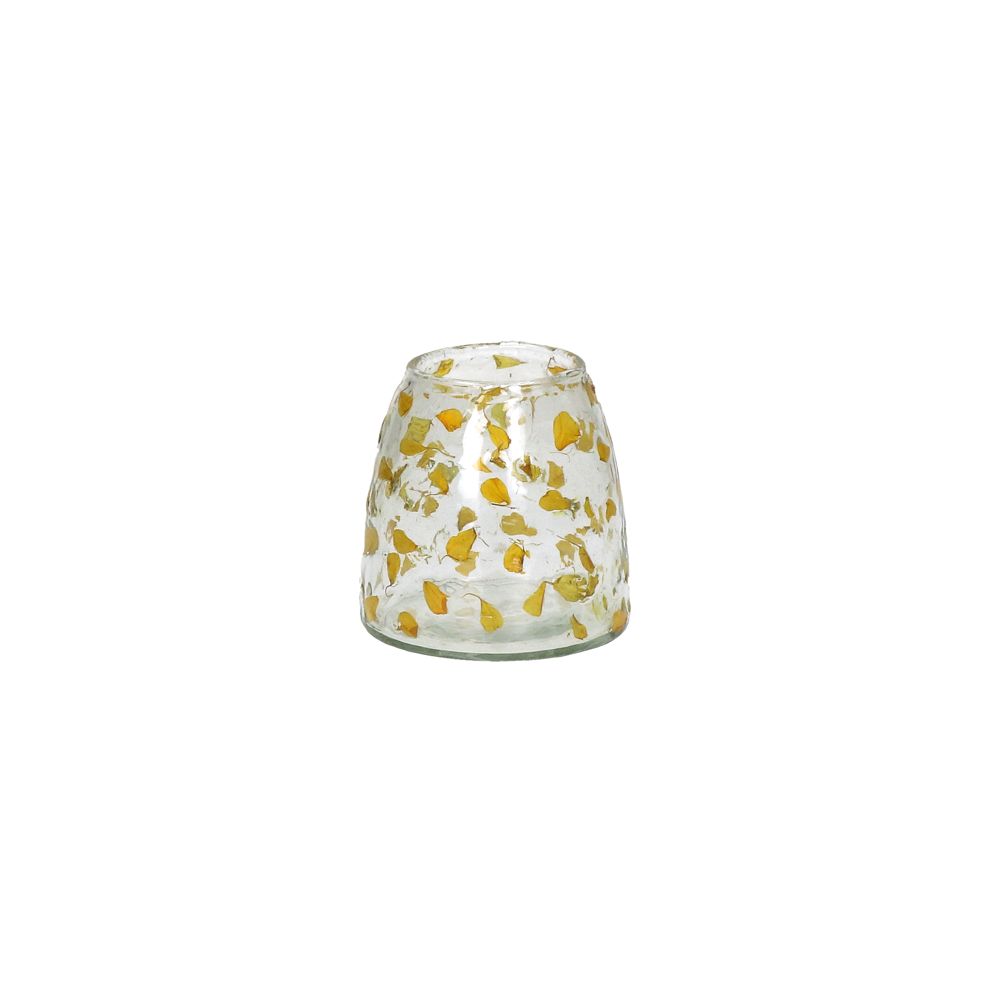 Photophore Verre Pétales Fleurs Jaune Small