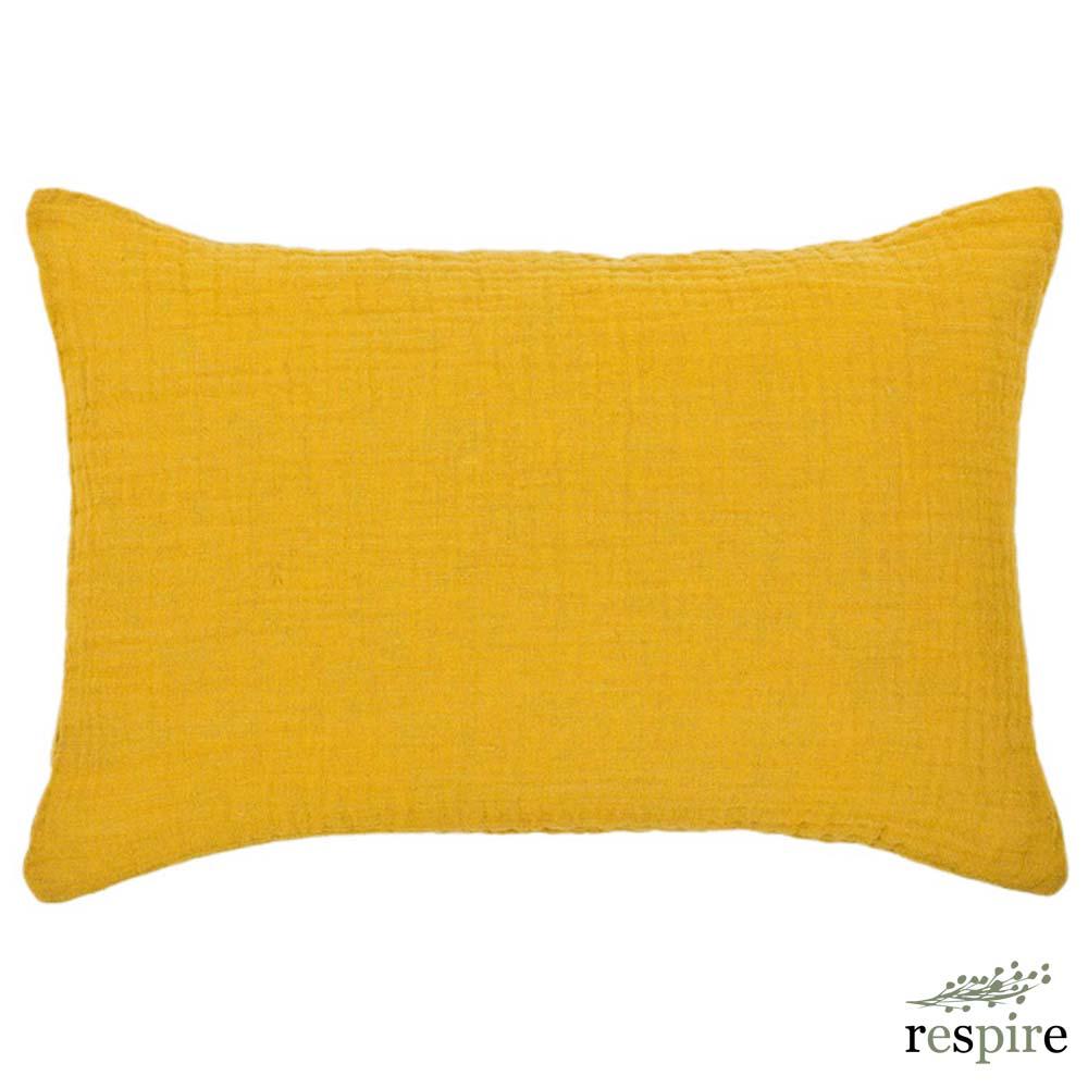 Coussin Lin Gaufré Curry - OVIO Home