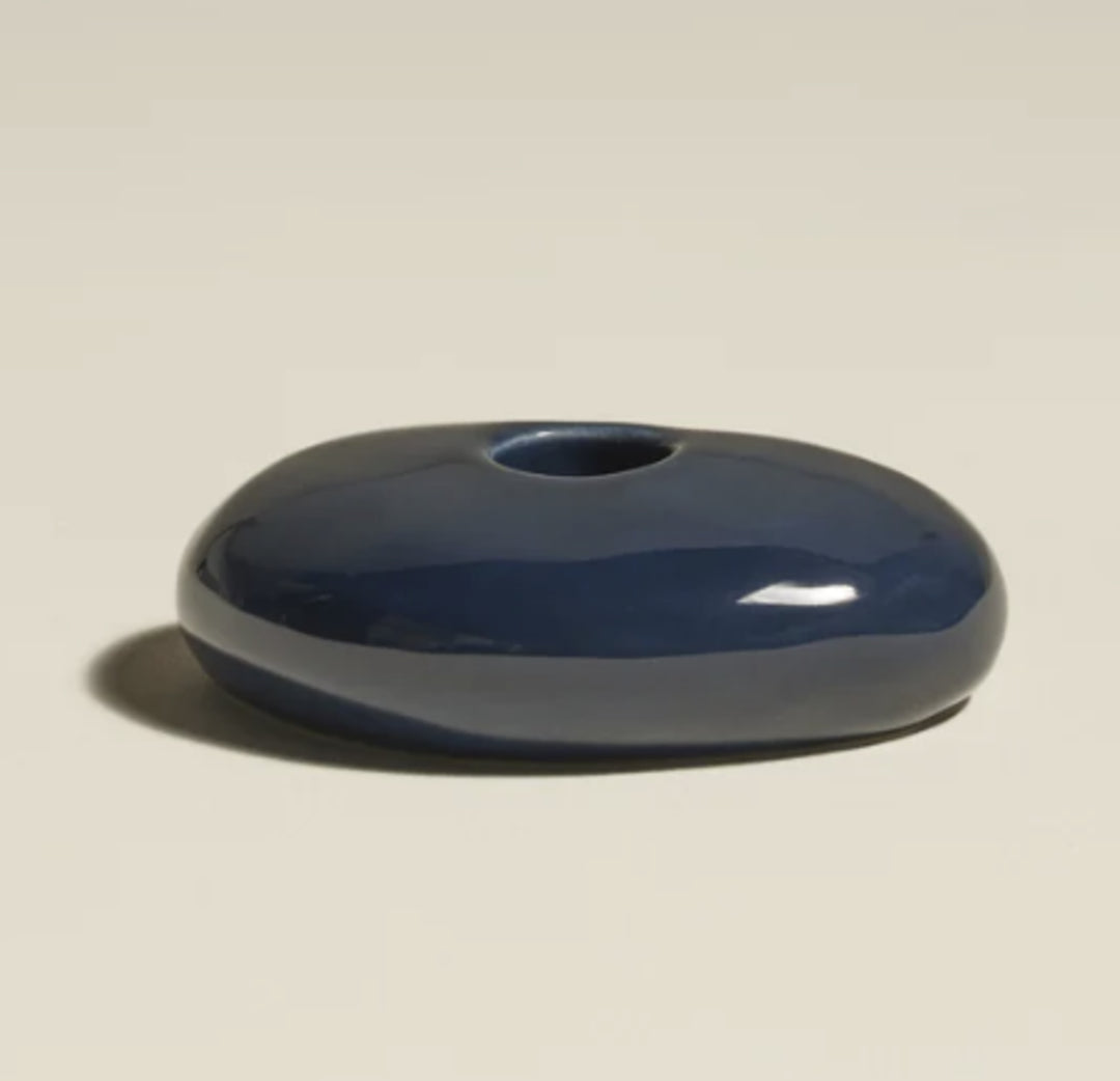 Bougeoir STONE Bleu noir