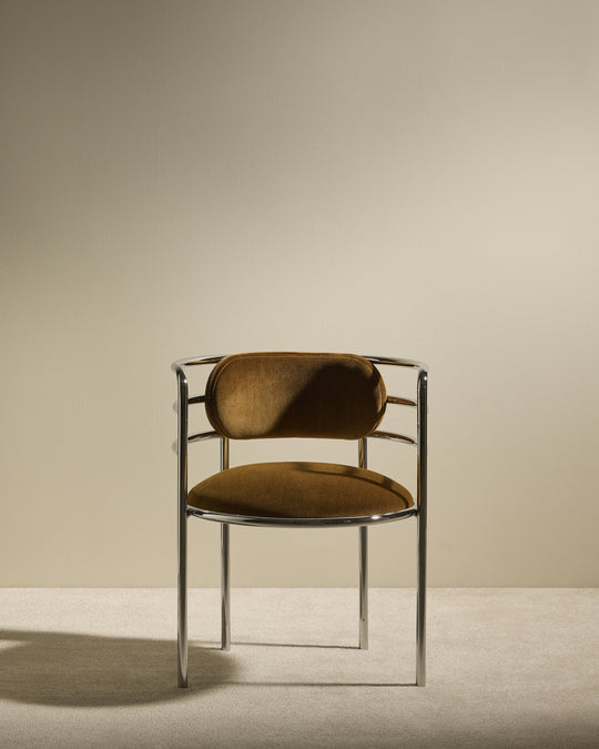 Chaise MOON CHROME - VELOURS HAVANE