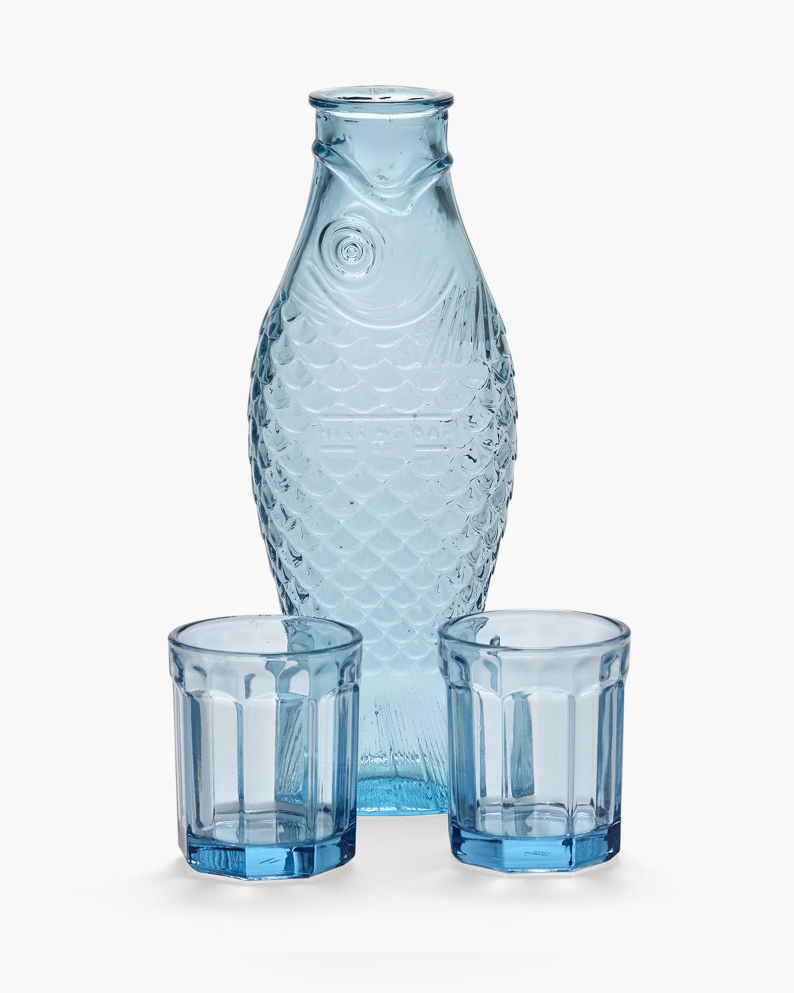 Coffret carafe Fish + verres Bleu