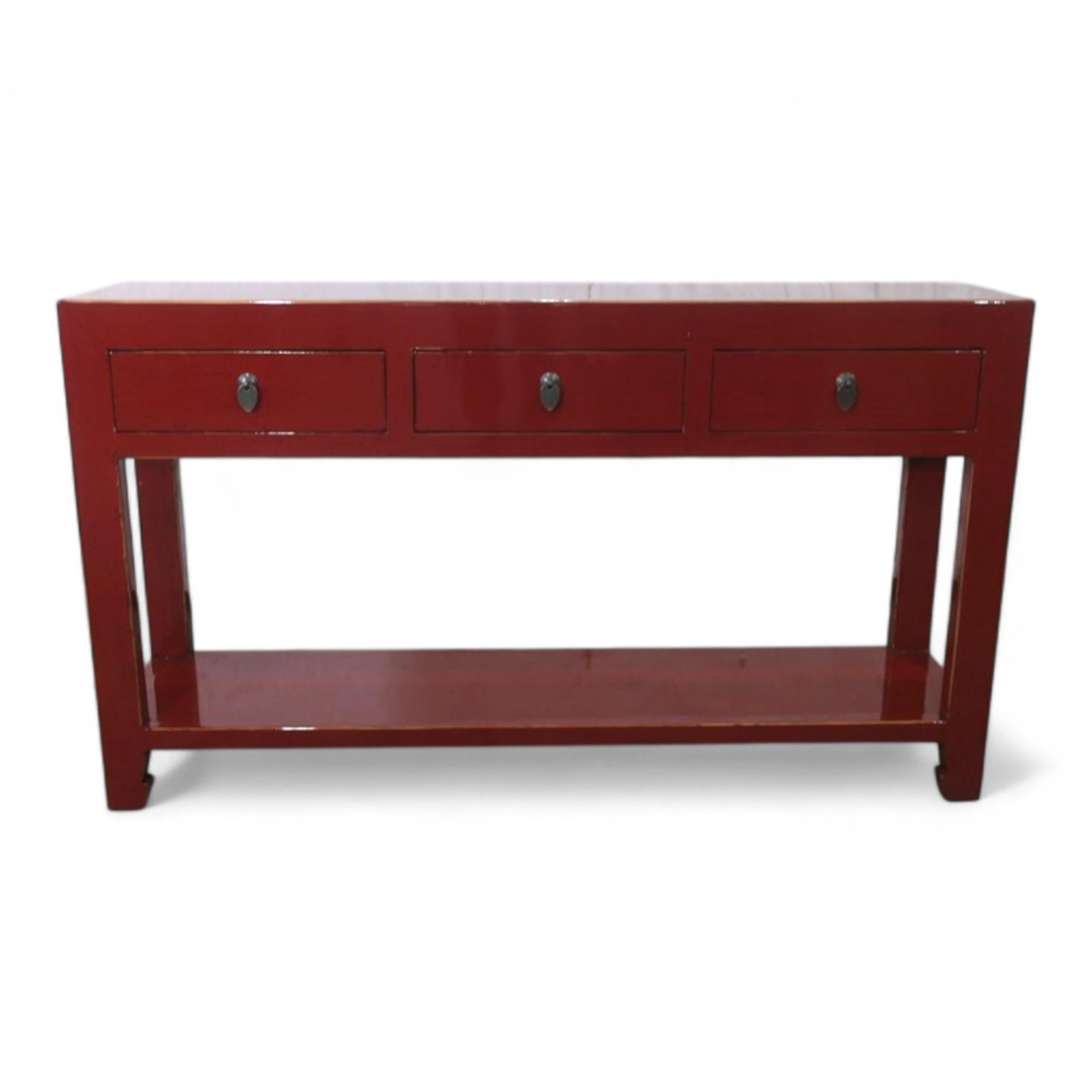 Console 3T avec étagère - 140 cm Rouge