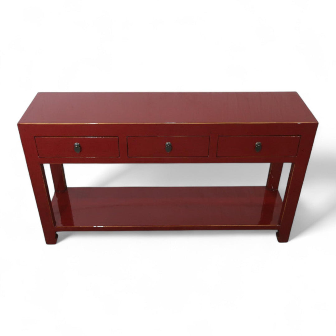 Console 3T avec étagère - 140 cm Rouge