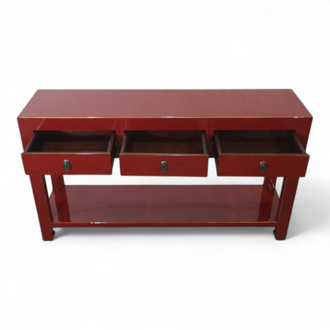 Console 3T avec étagère - 140 cm Rouge