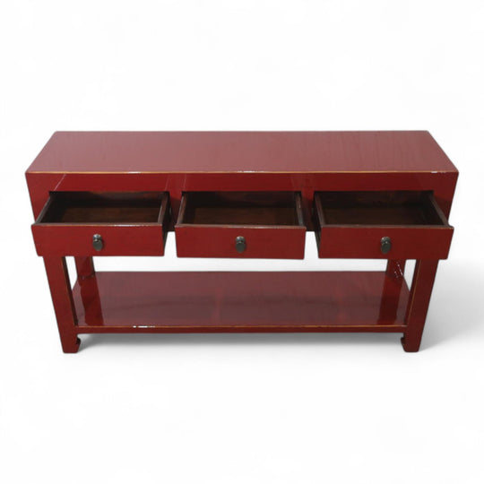 Console 3T avec étagère - 140 cm Rouge