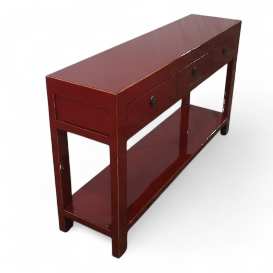 Console 3T avec étagère - 140 cm Rouge