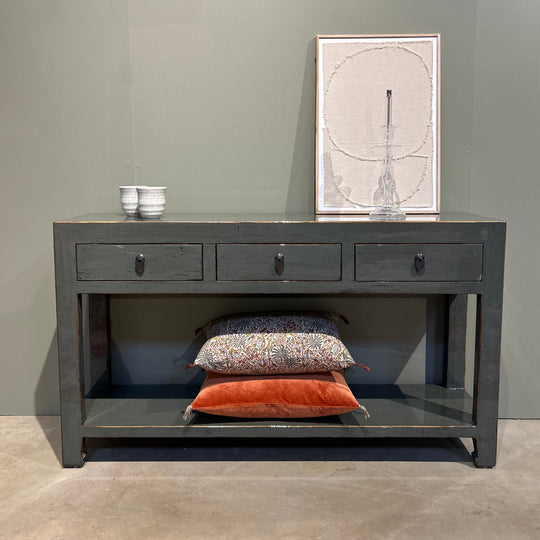 Console 3T avec étagère Gris Foncé - OVIO Home