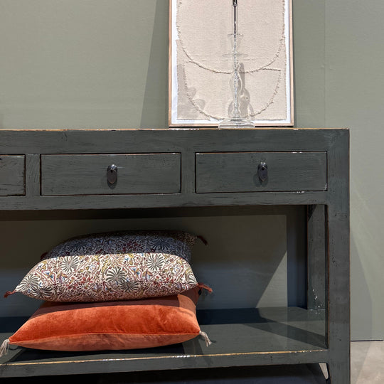 Console 3T avec étagère Gris Foncé Gris Foncé