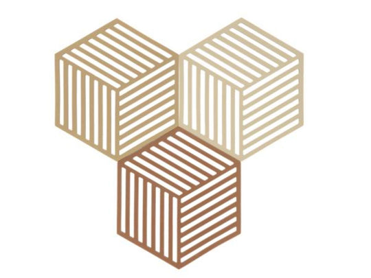 Dessous de plat Hexagon 3 pièces Kaki/Sable chaud/Amande