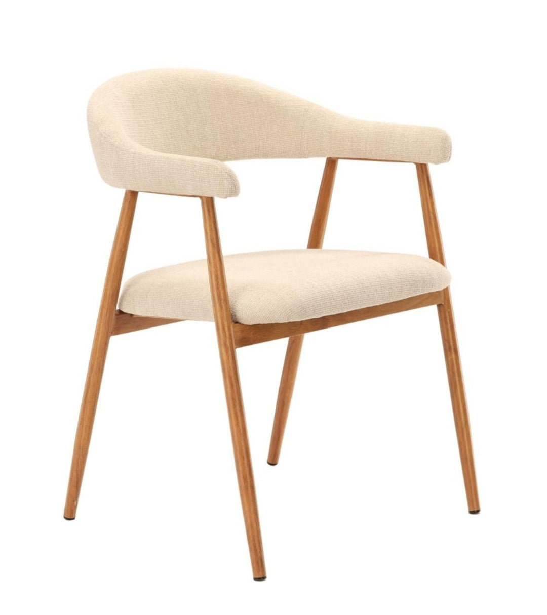 Fauteuil de table GEORGIA Beige Pied naturel