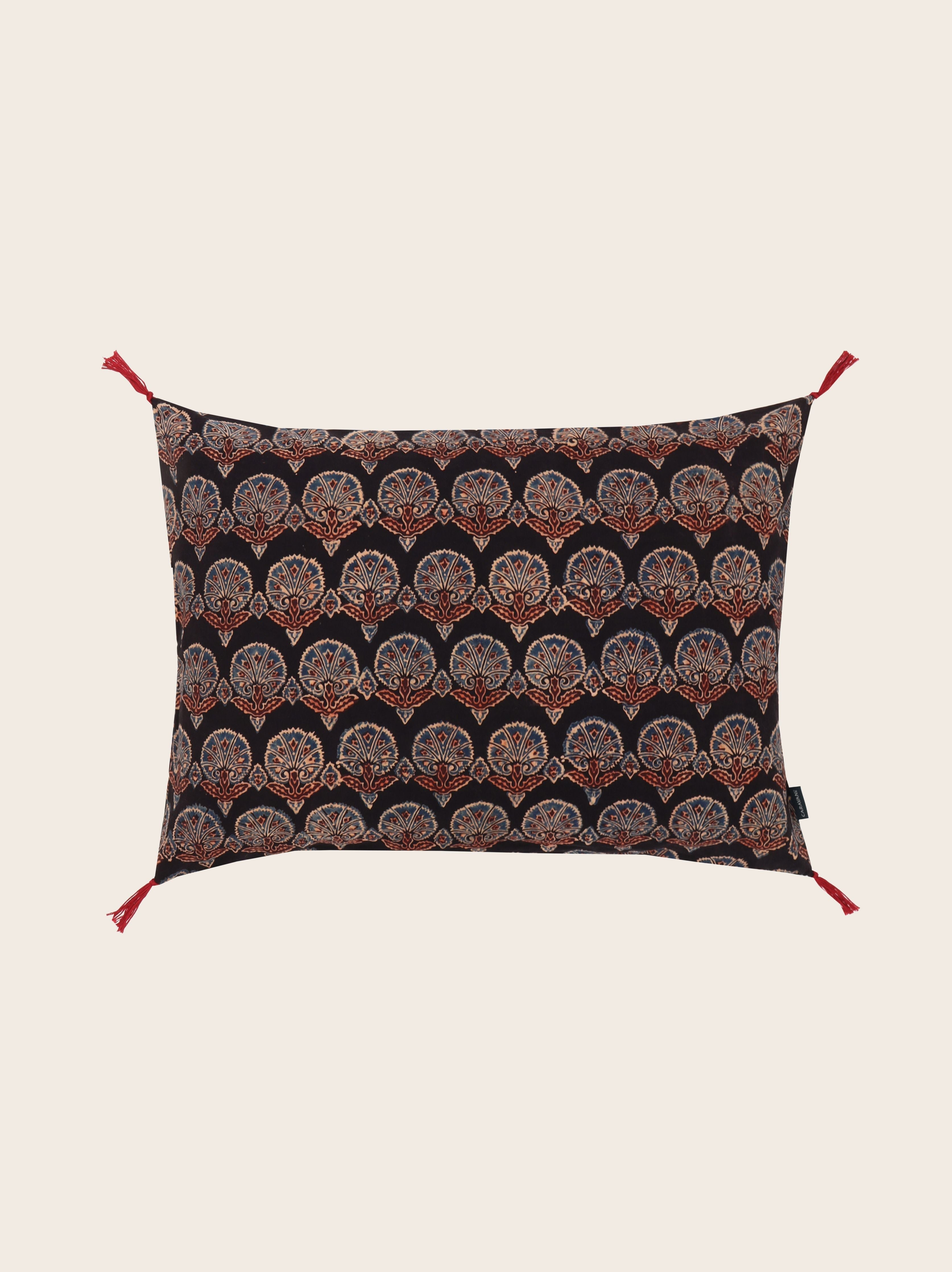 Housse de coussin AJRAK FLEUR CHARCOAL