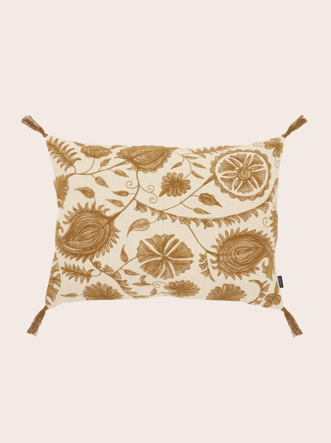 Housse de Coussin Brodée Anor CANNELLE