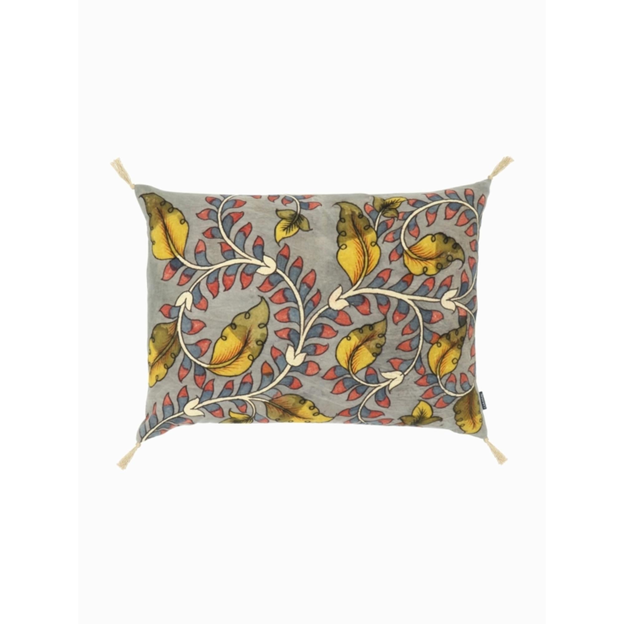 Housse de coussin KALAMKARI Gris cendre