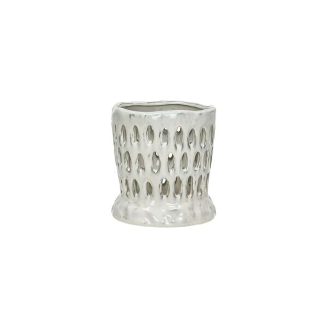 Photophore CORAL Gris clair - DIA15 x H15 cm