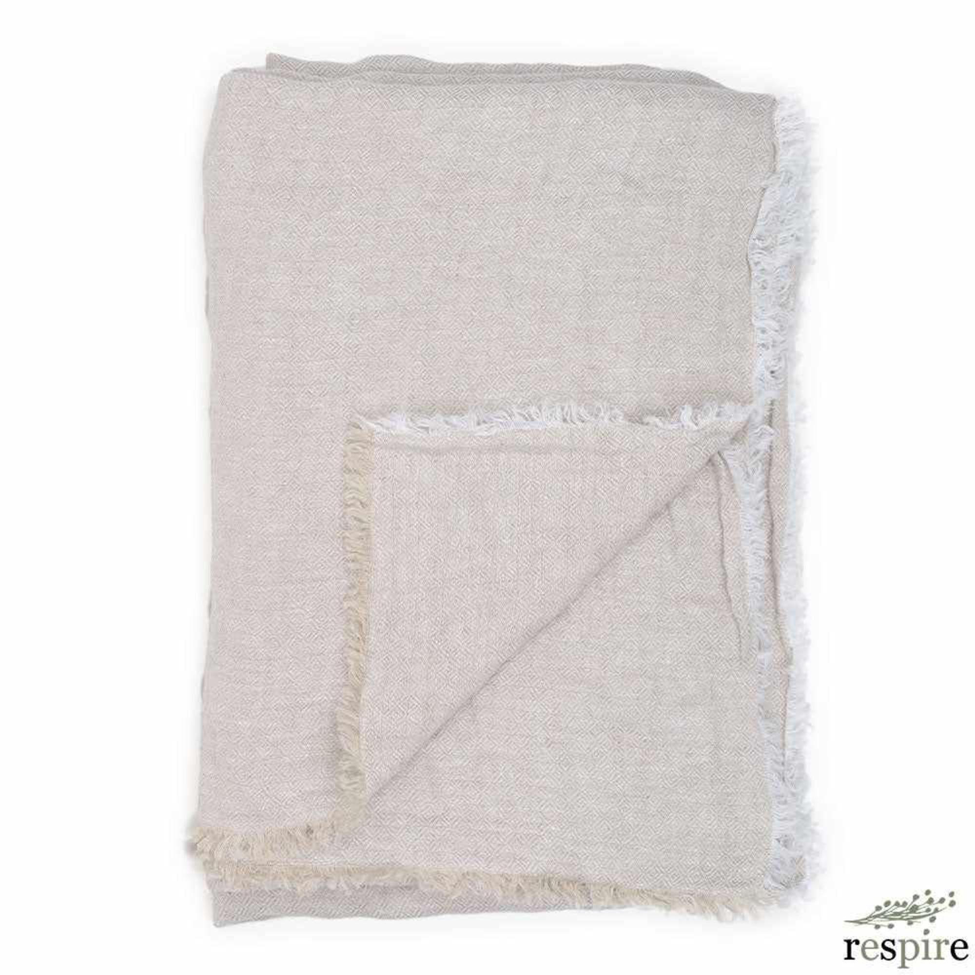 Plaid en Lin Chevron Blanc