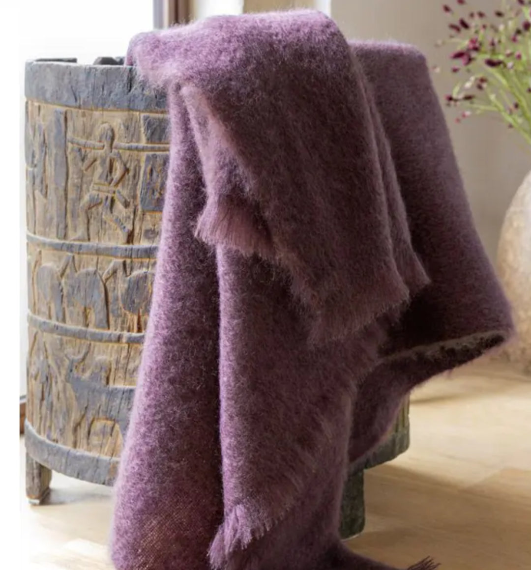 Plaid en Mohair Prune