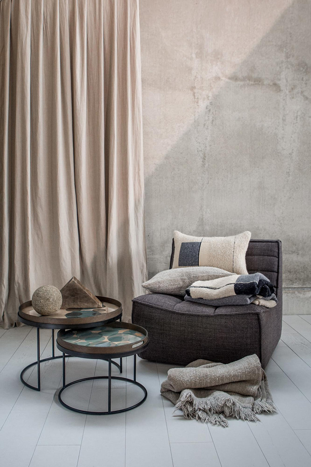 Plateau Rond Layered Dots Slate