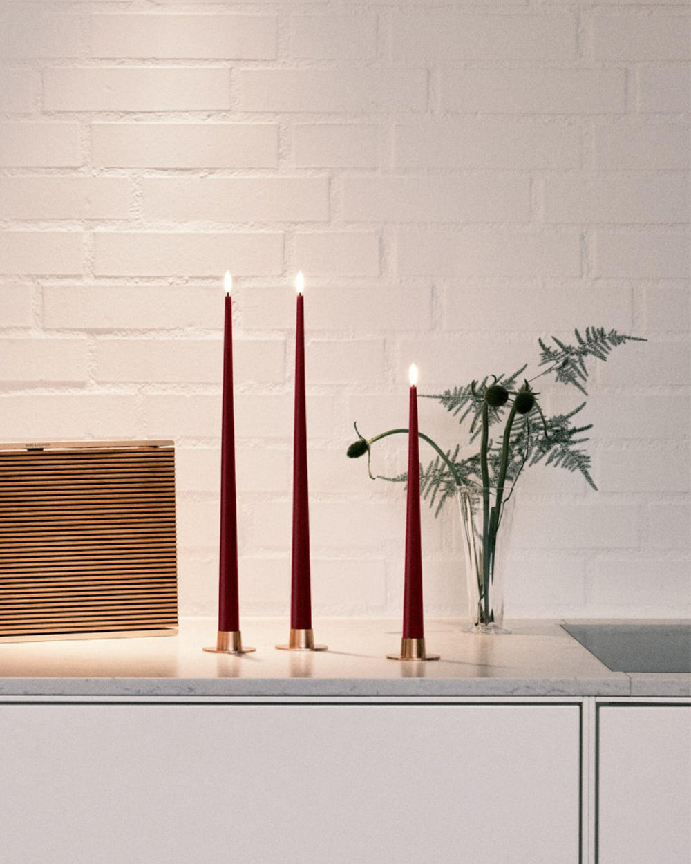 Set de 2 bougies coniques LED H30cm Deep Wine