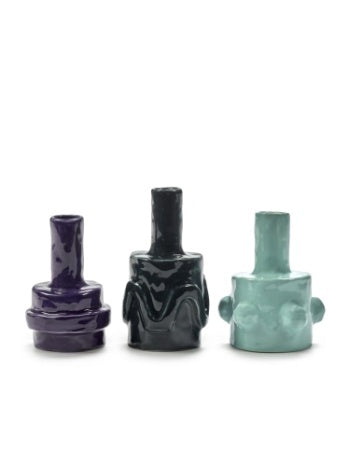 Set de 3 vases émaillé MOLLY 02 - MIX BLEU