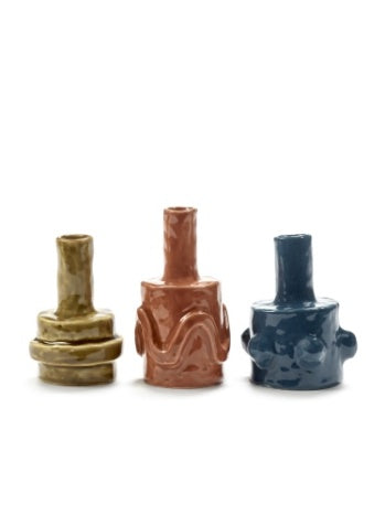 Set de 3 vases émaillé MOLLY 03- MIX ORANGE OCRE BLEU