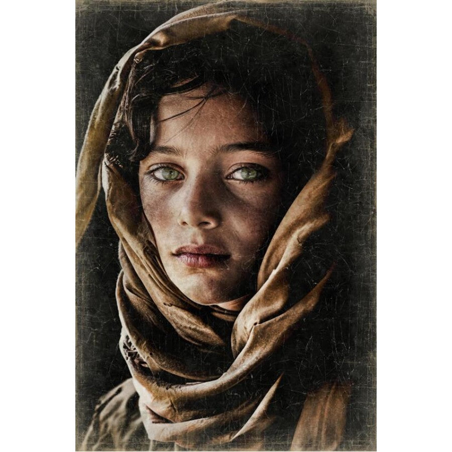 Tableau papier froissé Jeune Afghane 90x135 cm