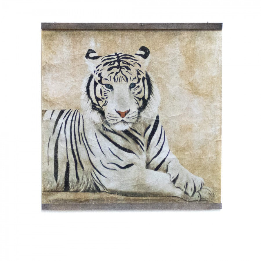 Tableau papier froissé TIGRE BLANC TIGRE BLANC