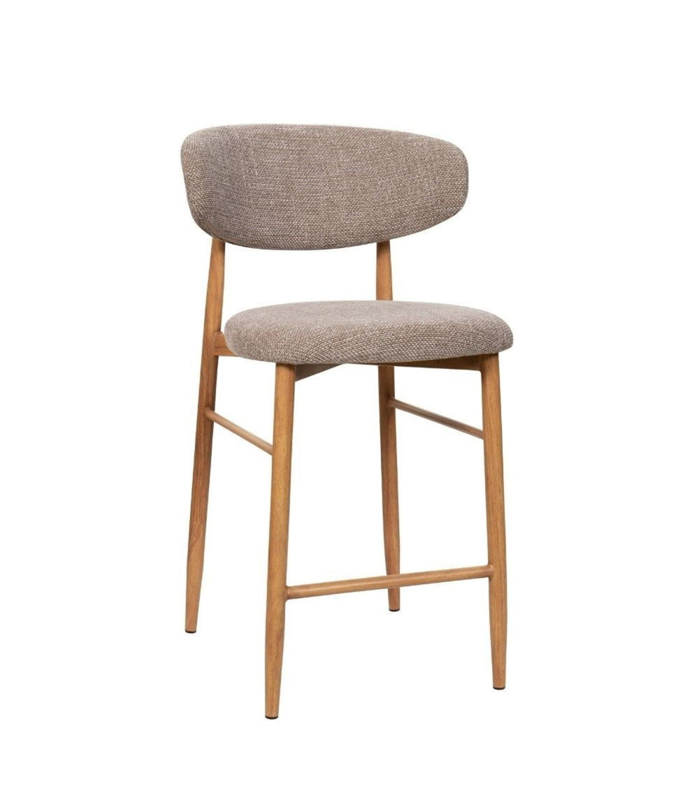 Tabouret Bar GEORGIA Taupe pieds Naturel