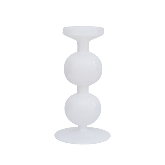 Bougeoir Verre Bulb Blanc 25 cm